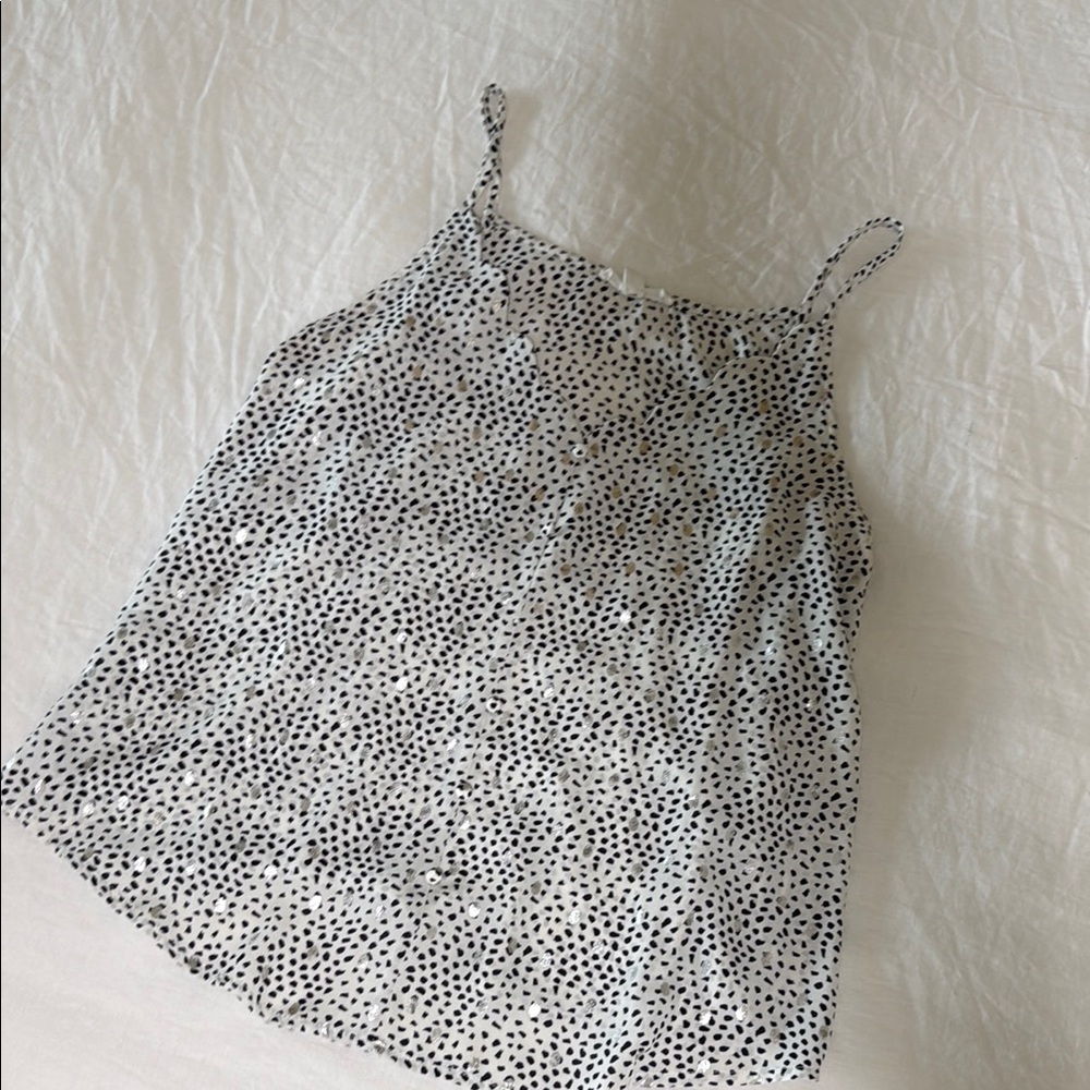 Mine Black and White Camisole Top with Polka Dots
